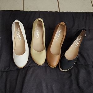 Lot of 4 pairs of viscata wedges. Size 38. White,tan,navy blue and brown